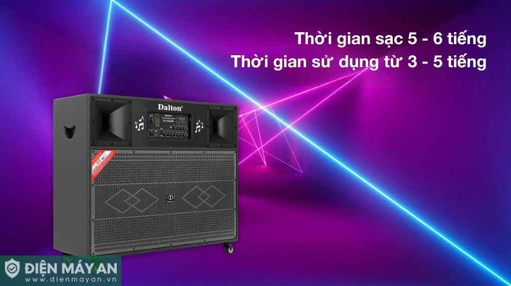 Loa kéo Dalton công suất lớn màu đen, thời gian sạc 5 đến 6 tiếng, dùng 3 đến 5 tiếng